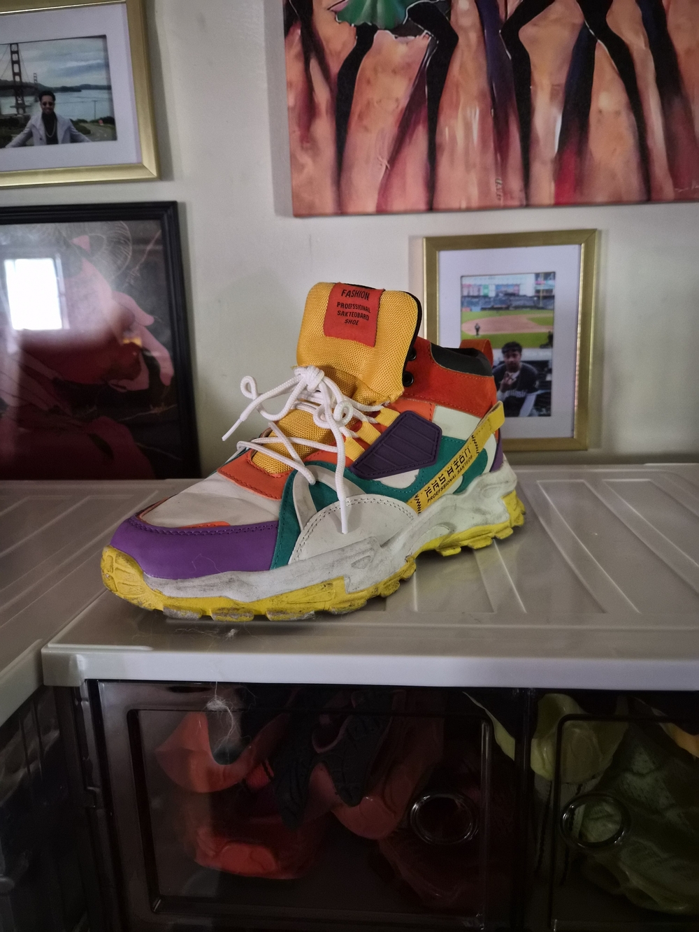 Colorblock Chunky Sneaker with Yellow Accent